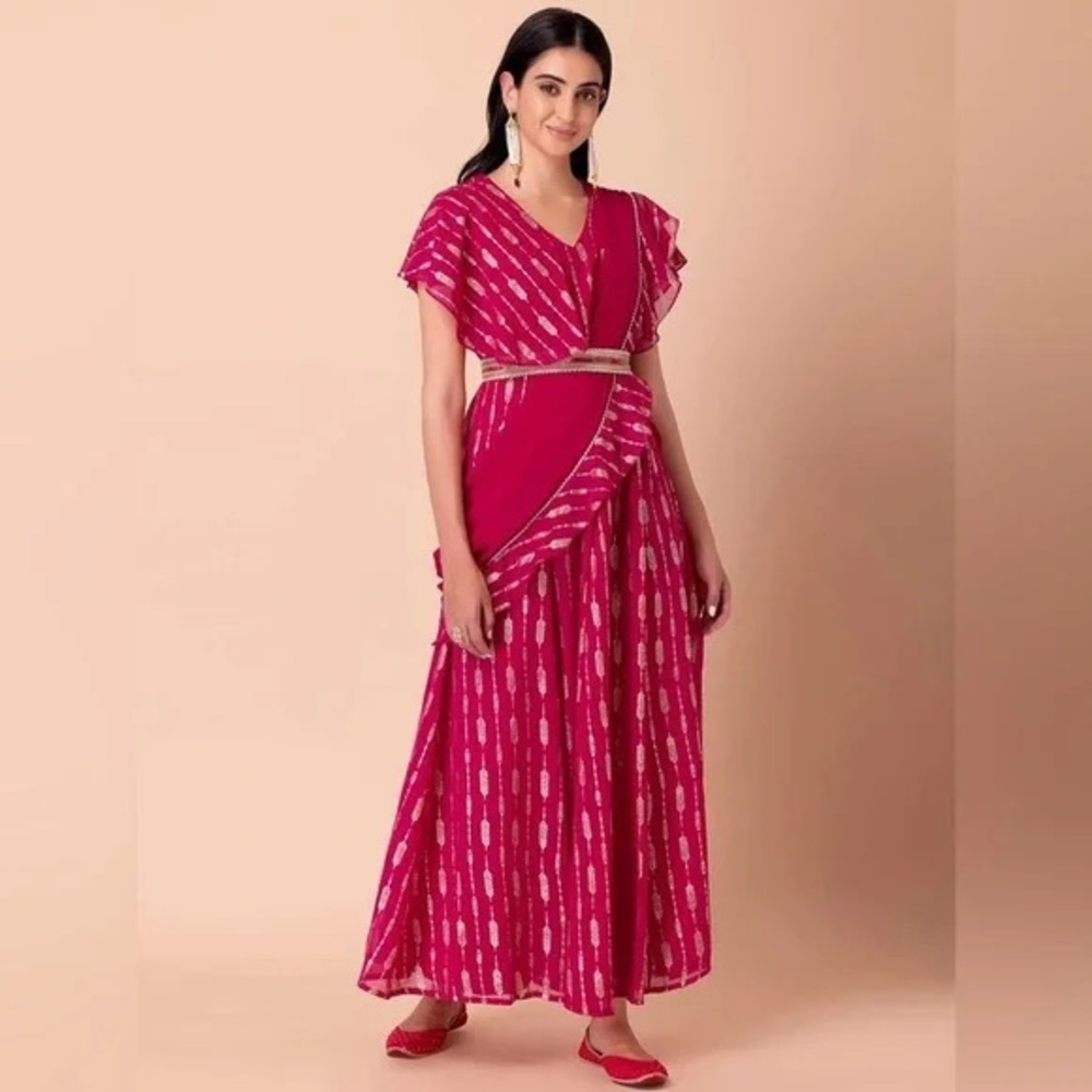 Indian ridhi  mehra Maxi Dress with Gold small new